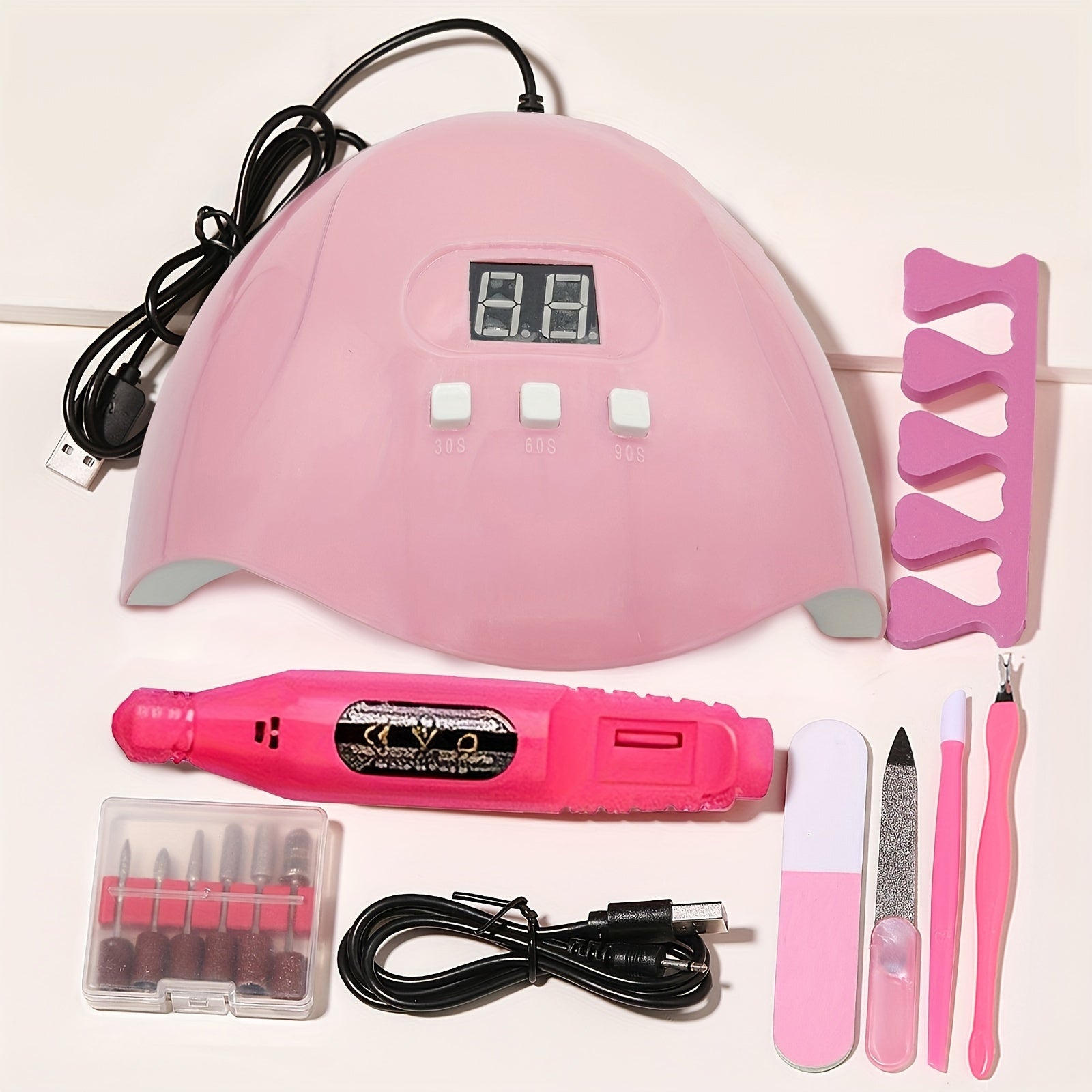 7in1 Nail Art Set with LED Lamp  Tools