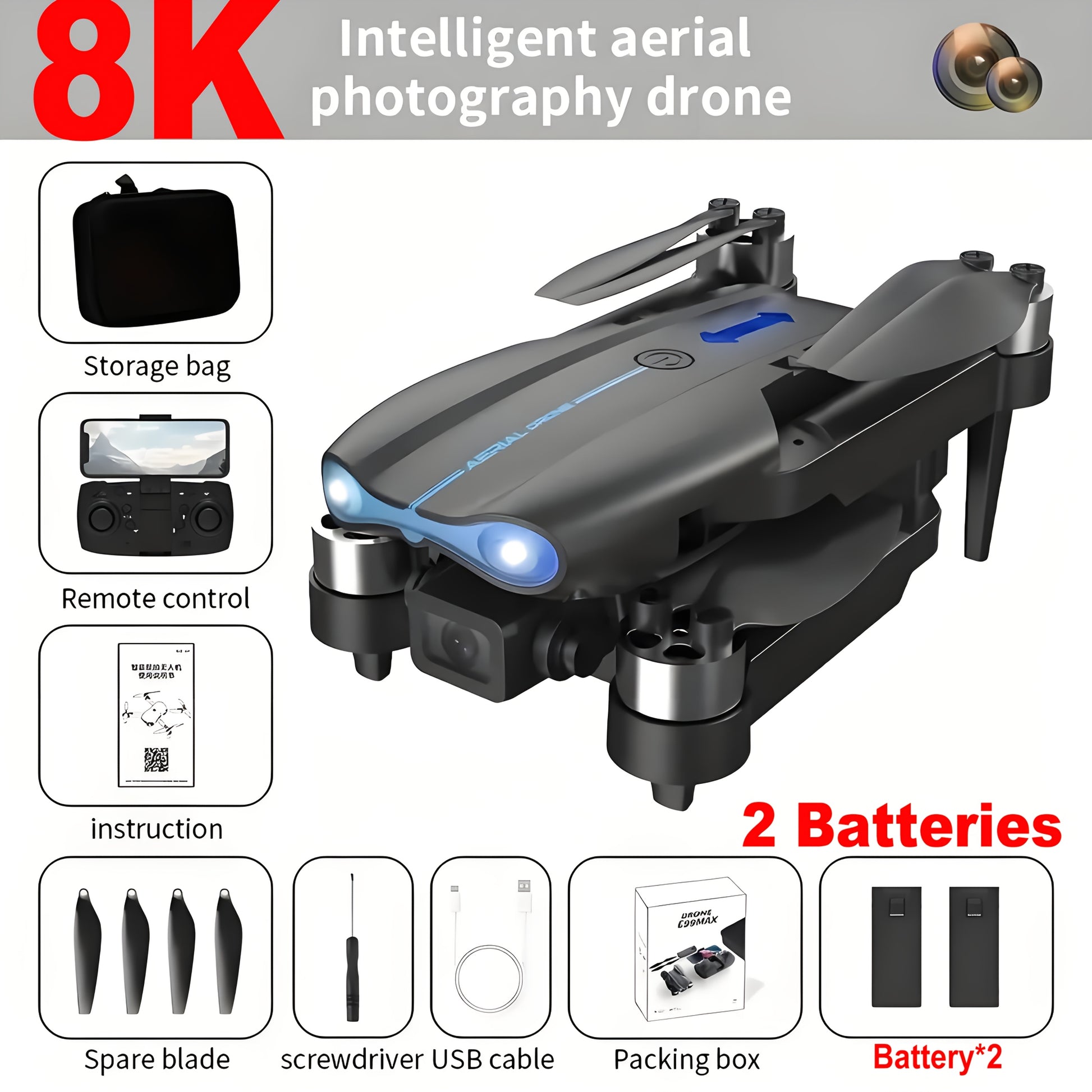 2025 Professional RC Drone with Dual Camera  Batteries