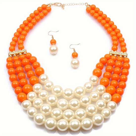 Elegant Rhinestone  Pearl Jewelry Set for Women