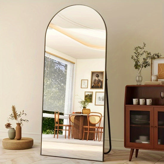 Sleek Arched Full Length Mirror with Versatile Stand