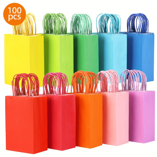 100 Colorful Gift Bags with Handles for Any Occasion