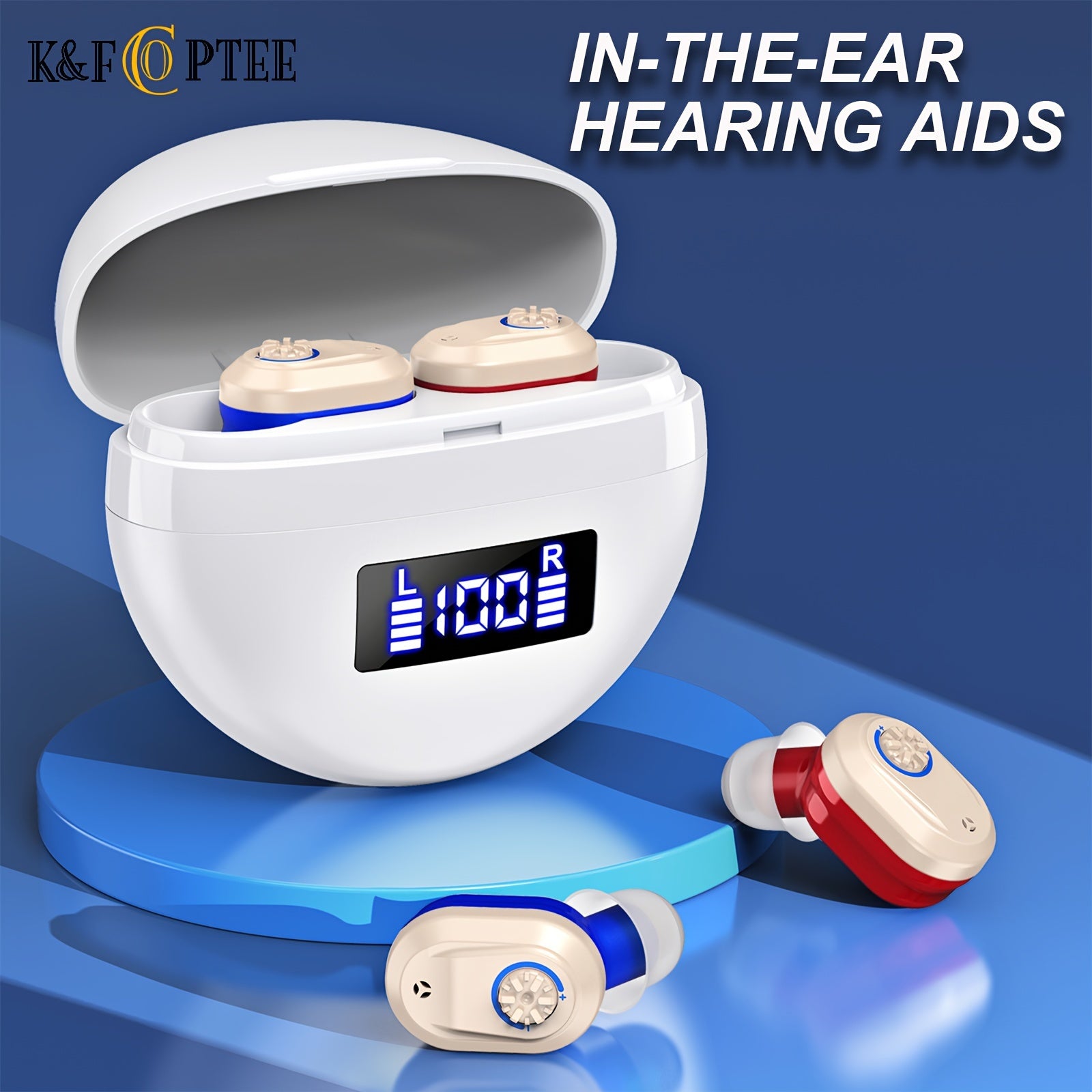 Rechargeable NoiseCancelling Hearing Aids with Display Case