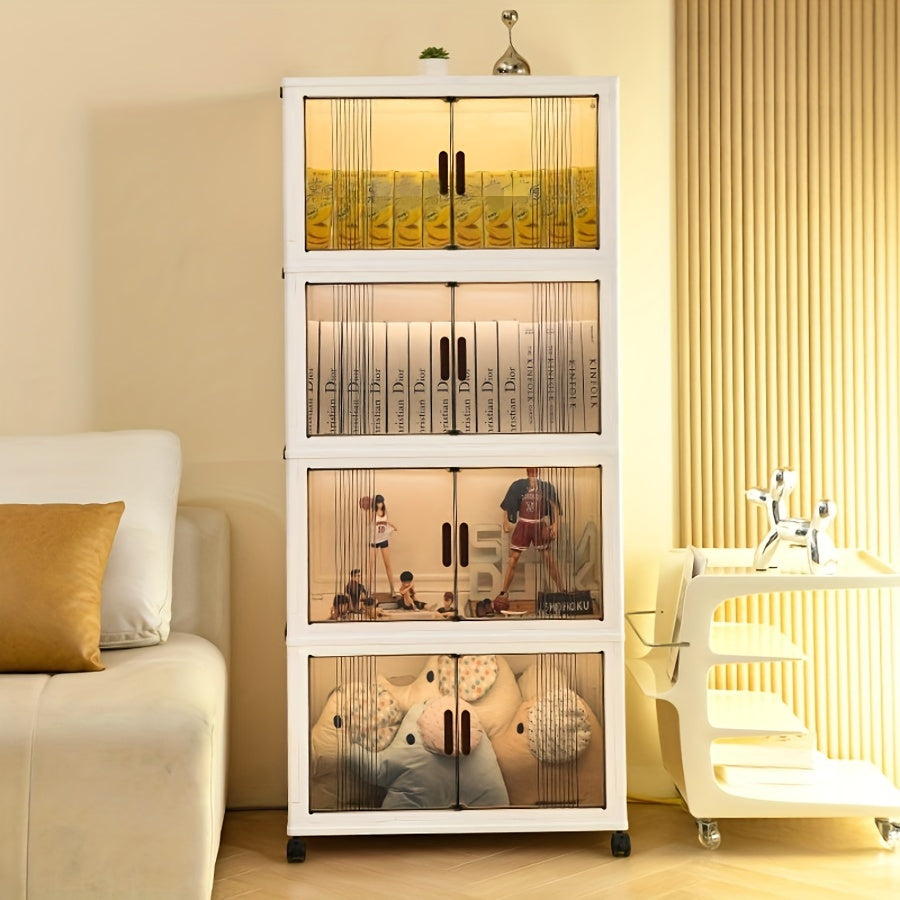 MultiLayer Foldable Storage Cabinet with Wheels for Home