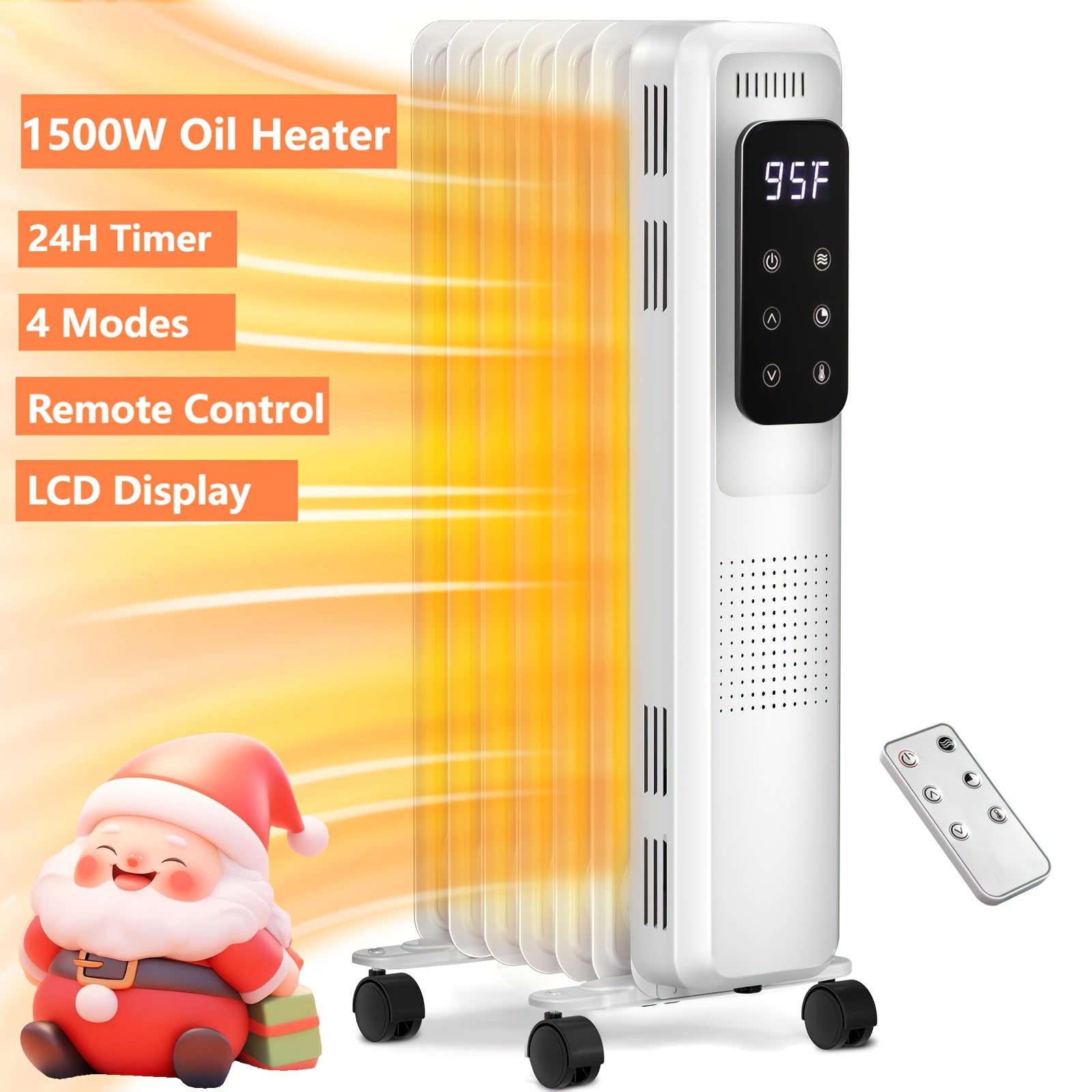 1500W Portable Oil Heater Perfect for Cozy Christmas Celebrations