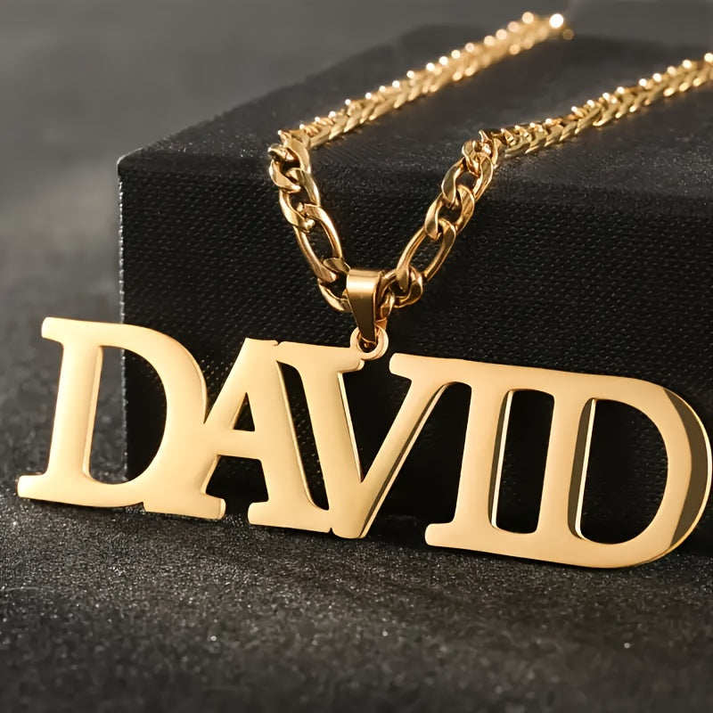 Personalized 18K GoldPlated Name Necklace with Figaro Chain