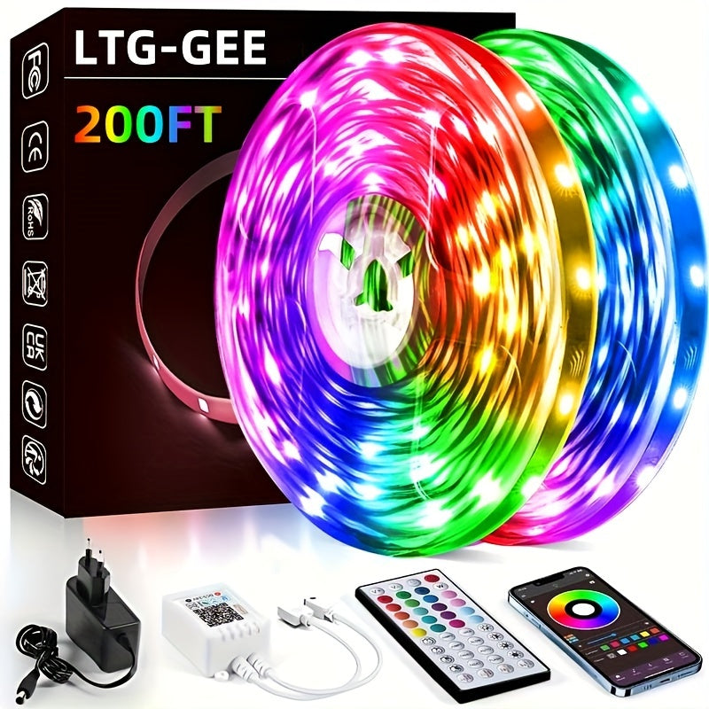 200ft Smart RGB LED Strip Lights with App Control