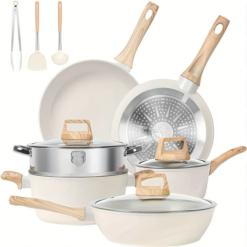 12Piece NonStick Granite Cookware Set with Utensils